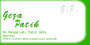 geza patik business card